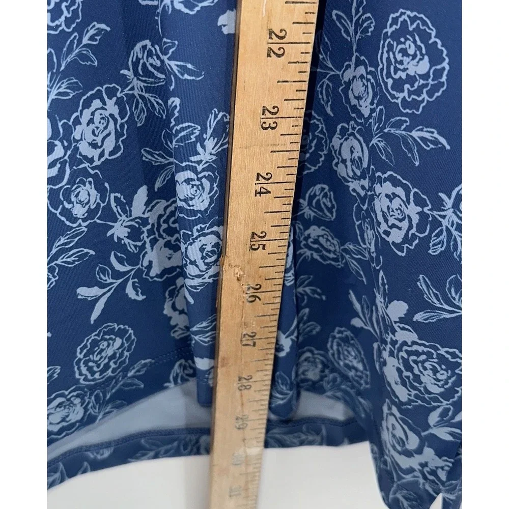 New G/Fore Large Golf Polo Peony Sketch Tech Jersey Floral Print Slate‎ Blue